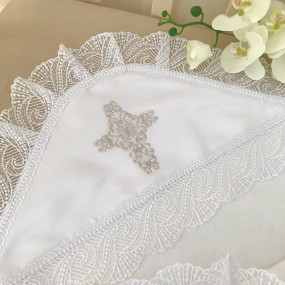 Крижма "Ніжність перлин М" біла (махра) 75х100 см 2