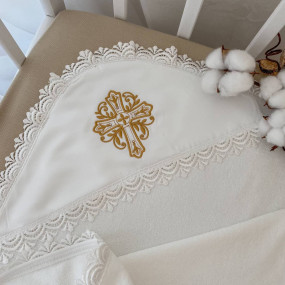 Крижма Сонечко-2, молочна махра, 90 на 100 см 2