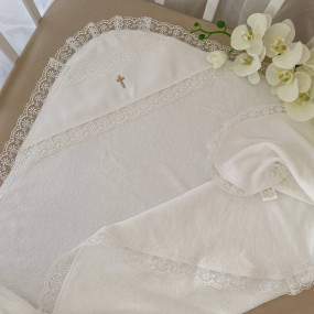 Крижма "Чарівна світлинка М" молочна махра, 75 на 100 см