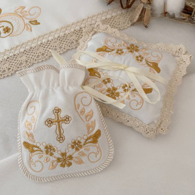 Хрестильний комплект "Скарбничка янгола" (крижма, мішечок 2
