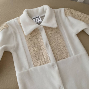 Чоловічок "Арін В" молочний (велюр) шапочка, пінетки 2