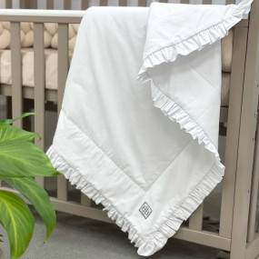 Плед-конверт білий універсальний (поплін) з паском, 100х80 см 2