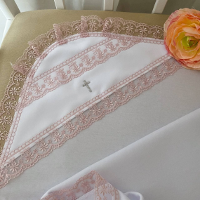 Крижма "Чарівна світлинка" біл/пудра (інтерлок) 75 на 80 см 2