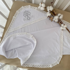 Крижма "Чарівний янгол-1" біла (інтерлок) 100х100 см 2