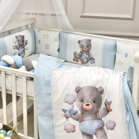 Комплект "Дитячі іграшки" - блакитний (6 предметів) ліжко