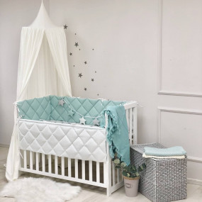 Бортики стегані - т.мята/білий (на 4 сторони) ліжко стандарт 2