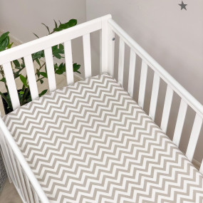 Простынь на резинке "Зигзаг" беж на белом (поплин) 60х120см 2