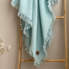 Плед MSonya м'ята (муслін бахрома) 105х90 см 2