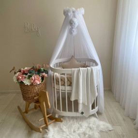 Балдахін білий з помпонами 2