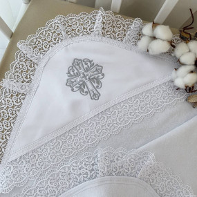 Крижма Сонечко-5, біла махра, 75 на 100 см 2