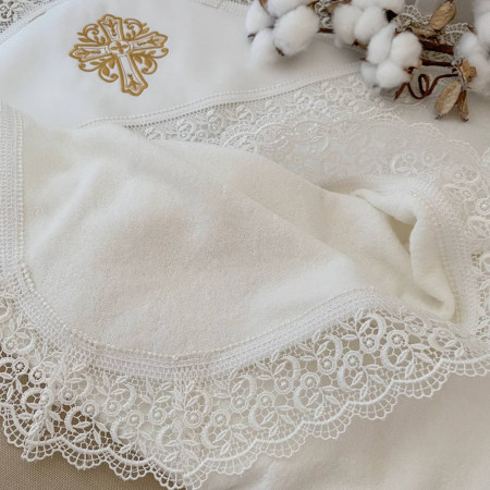 Крижма Сонечко-5, молочна махра, 75 на 100 см