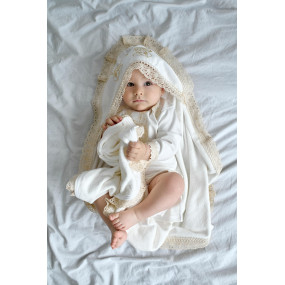 Крижма "Ніжність янголів" молочна махра, 75 на 100 см 2