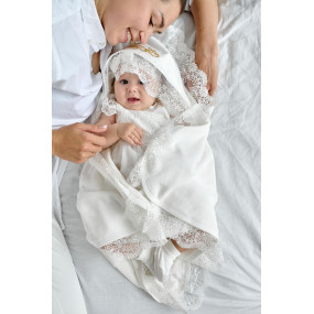 Крижма "Світлинка М" молочна/золото махра, 75 на 100 см 2