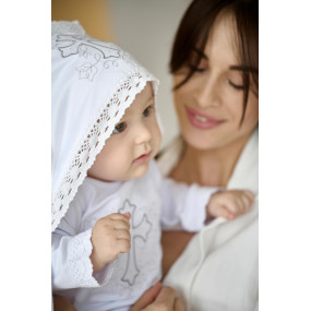 Крижма "Чарівний янгол М" біла махра, 80 на 90 см 2