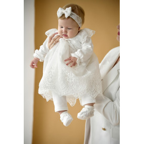 Пінетки "Ажурні квіти" молочний 2