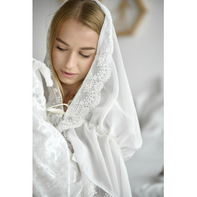 Палантин "Світлинка" дорослий (шифон), молочний 80х120 см 2