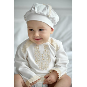Сорочка хрестильна для хлопчика "Чарівність", берет (інтерлок) 2
