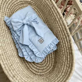 Плед-конверт блакитний універсальний (поплін) з поясом, 100х80 2