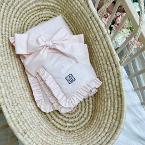 Плед-конверт світло-пудровий універсальний (поплін) з поясом 2