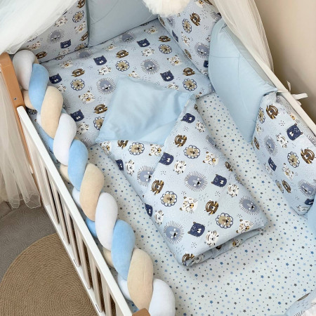 Комплект Мордашки блакитні - Happy night (6 предметів) ліжко