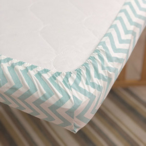 Простирадло на гумці "Зигзаг" м'ята на білому (поплін) 60х120см 2