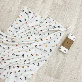 Пелюшка Букви різнокольорова муслін, 100х75 см 2