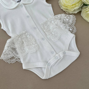 Боді урочистий "Ажурчик" молочний (інтерлок) 2