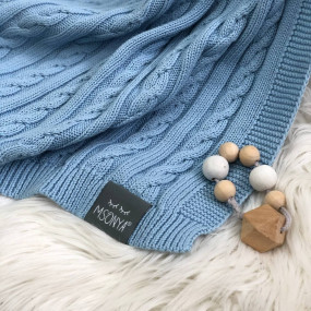 Плед Коси блакитний (в'язка) 100х80 см 2