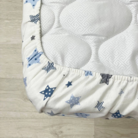 Простирадло фланельове "Зірки" голубе (на гумці) 60х120см