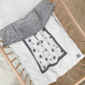 Плед-конверт Зірки сірий (з окремою ковдрою) поплін/minky 2