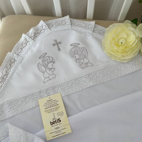 Крижма "Аріна В" білий велюр, 75 на 100 см 2
