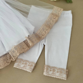 Костюм "Чарівна Світлинка" д.р. білий/кава (туніка, лосини) 2