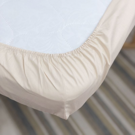 Простынь на резинке беж (поплин) 60х120см