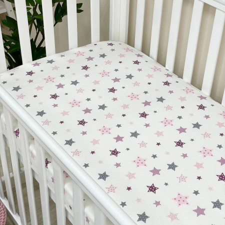 Простирадло фланель "Stars" пудра (на резинці) 60х120см