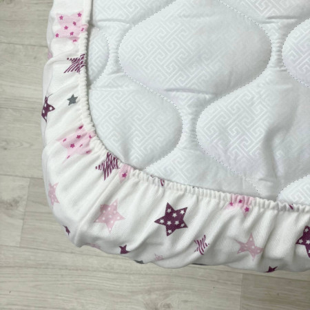 Простынь фланель "Stars" пудра (на резинке) 60х120см