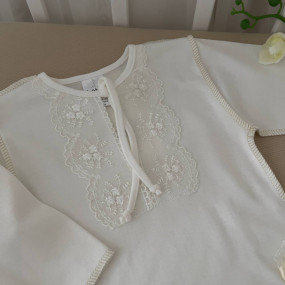 Сорочка хрестильна "Яночка-2" з шапочкою (молочний інтерлок) 2