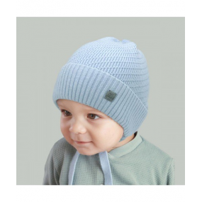 Шапка демі ПАРІС блакитний (одинарна) мерінос/бавовна 2