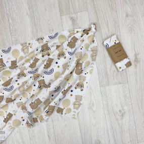 Пелюшка Ведмедик з кульками муслін, 100х75 см 2