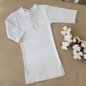 Сорочка для крещения Кристиан-3 (белый), льняное кружево