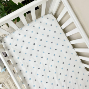 Простинка на резинці "Зірка" сір.гол. на білому (поплін) 60х120 2