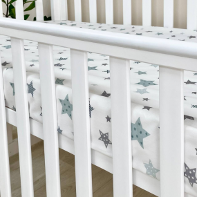 Простинка на резинці "Stars" мята (поплін) 60х120 см 2