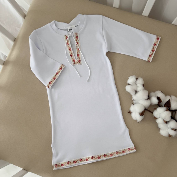 "Крістіан-2 " хрестильна сорочка (білий з червоним орнаментом)