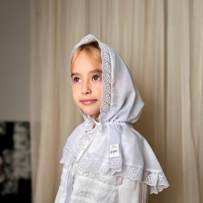 Палантин "Діва Марія" дитячий (шифон), молочний 60х90 см 2