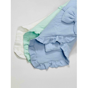 Конверт-плед 2405 блакитний з рюшем (муслін) 80 на 80 см 2