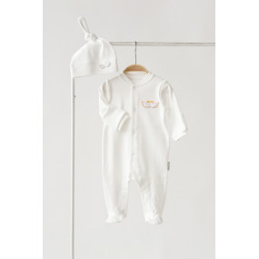 Чоловічок "Wings" молочний з шапочкою (інтерлок) 2