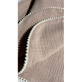 Конверт-плед беж БЕЗ УТЕПЛЕННЯ бубошики (муслін) 100 на 120 см 2