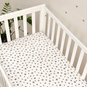 Простынь на резинке "Звезда россыпь" сер. на белом (поплин) 2