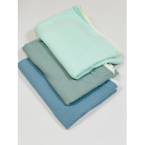 Плед 5653 шавлія з бубошиками (муслін) 100 на 80 см 2