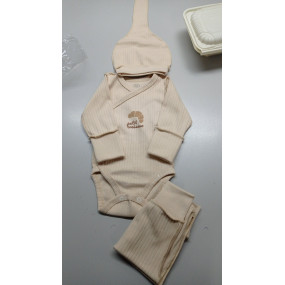 Комплект 433-106 св.беж (боді, повзуни, шапочка), інтерлок 2
