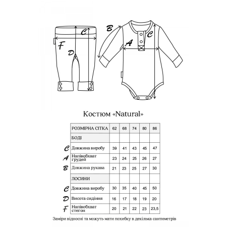 Набір Natural сл.кістка (рубчик - 100% бавовна) боді з лосинами